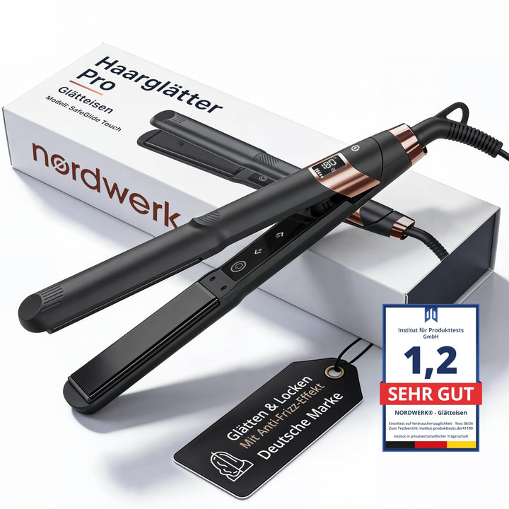 2-in-1 Glätteisen SafeGlide Touch [gegen Frizz &amp; Ziepen] | Haarglätter für Locken und Haare-Glätten