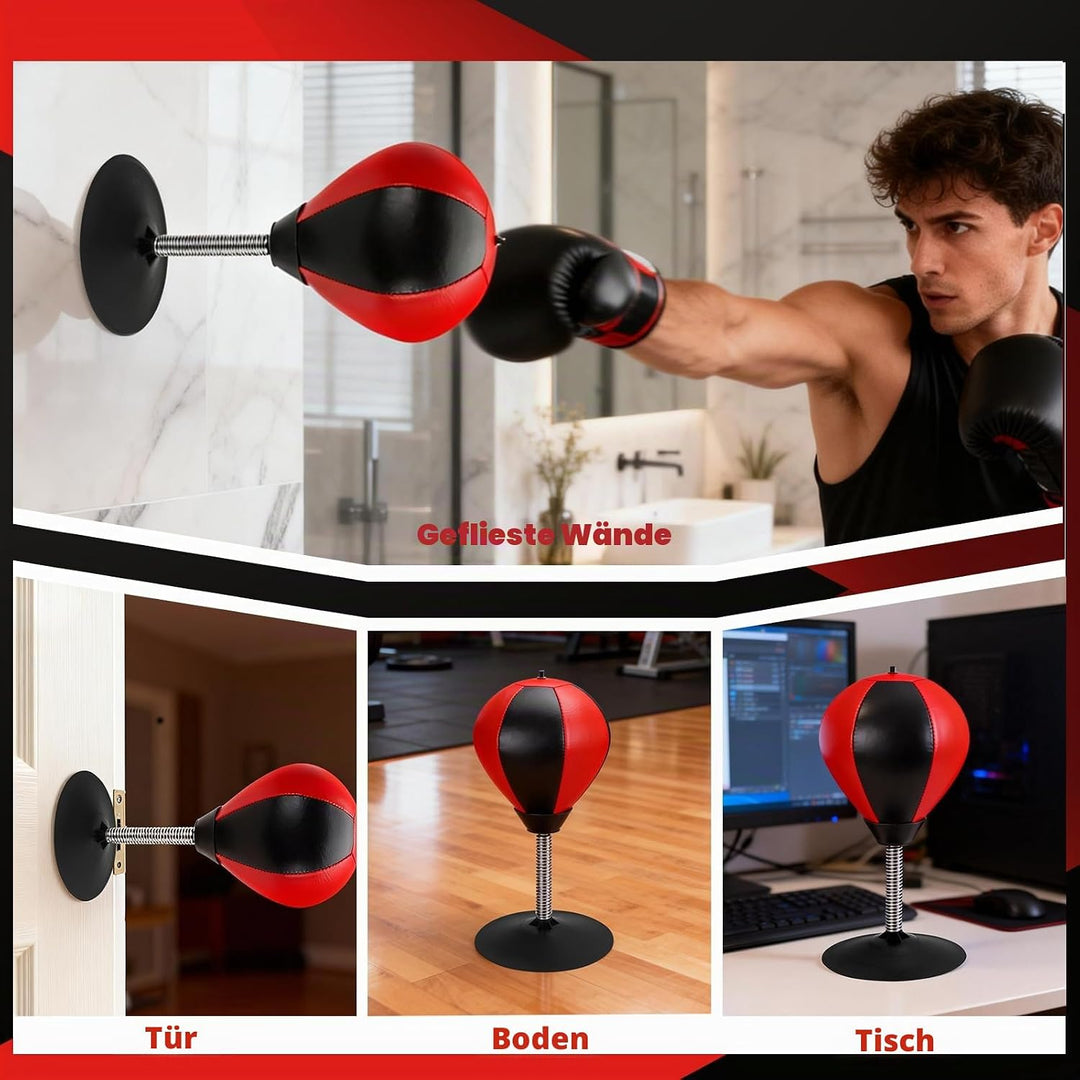 Boxsack Tisch Punchingball Boxen mit Saugnapf und Tischklemme, Anti Stress Boxbirne fürs Büro &amp; Zuha