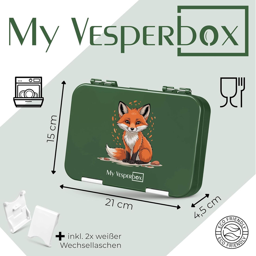 My Vesperbox – Len - Bento Box Kinder - Lunchbox mit 4+2 Fächern - extrem robust – Brotdose – Brotbo