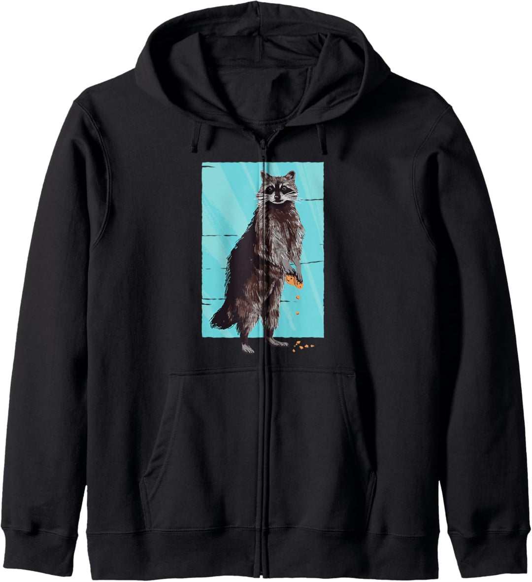 Niedliches Tier-Design mit Waschbär mit gestohlenen Keksen. Kapuzenjacke