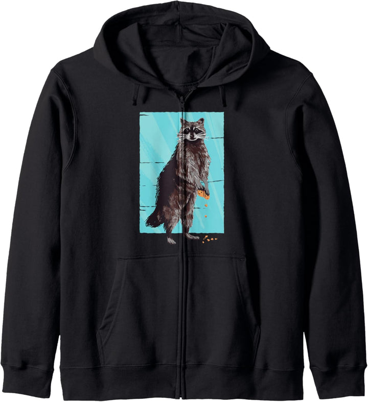 Niedliches Tier-Design mit Waschbär mit gestohlenen Keksen. Kapuzenjacke