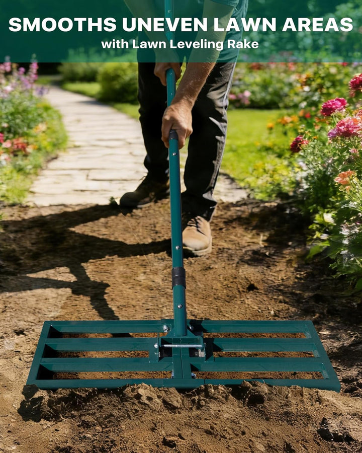 Rasenrakel Rasen Rakel Lawn Leveling Rake: JanTeelGO 76x25cm Nivellierrechen mit Wandmontagehaken &