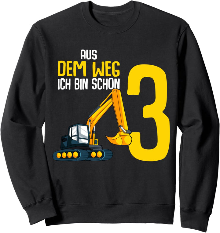 3. Geburtstag Bagger Baggerfahrer 3 Jahre Kinder Junge Sweatshirt