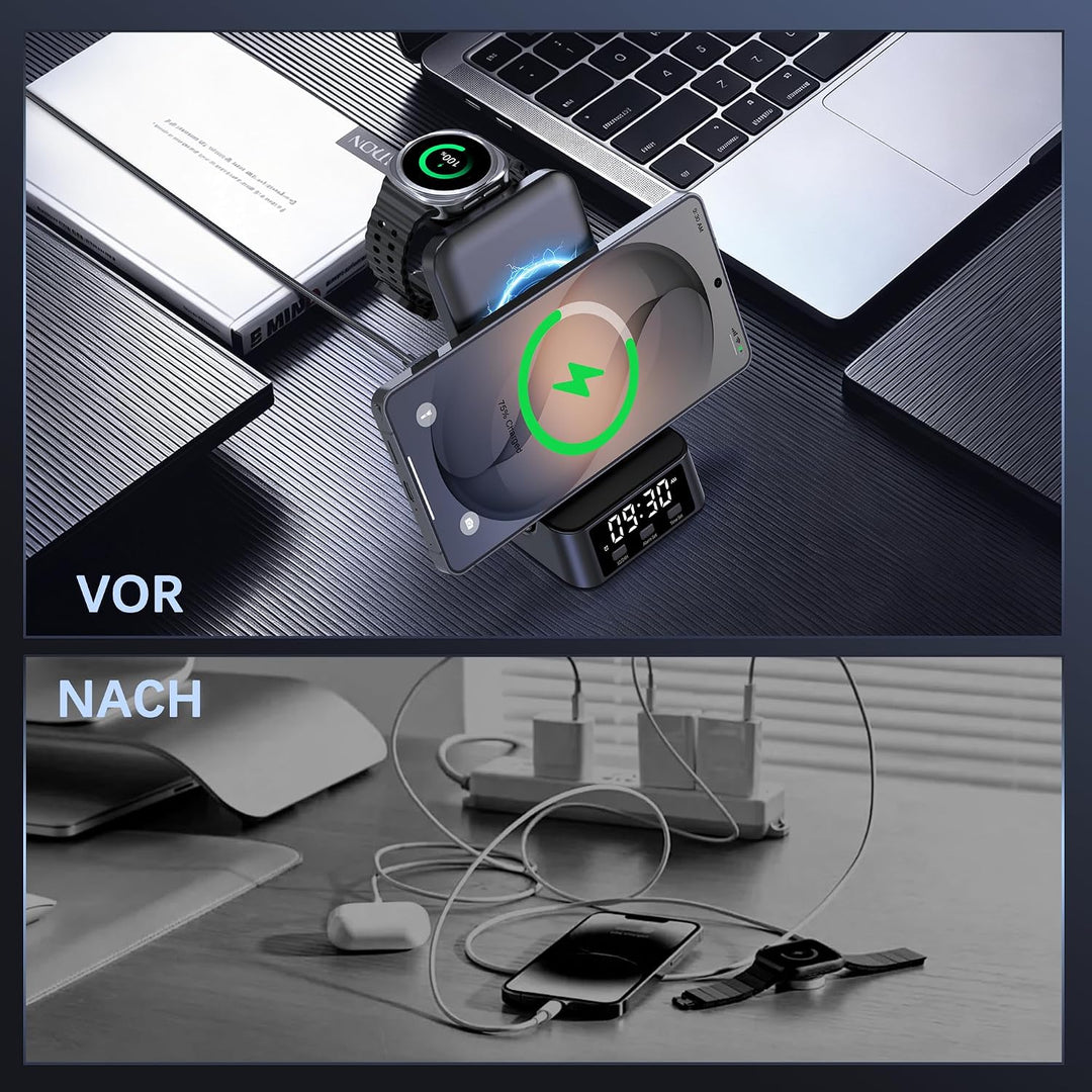 Induktive Ladestation für Samsung,4-in-1 Wireless Charger für Galaxy | S26/S25 Ultra/S24 Ultra/Z Fli