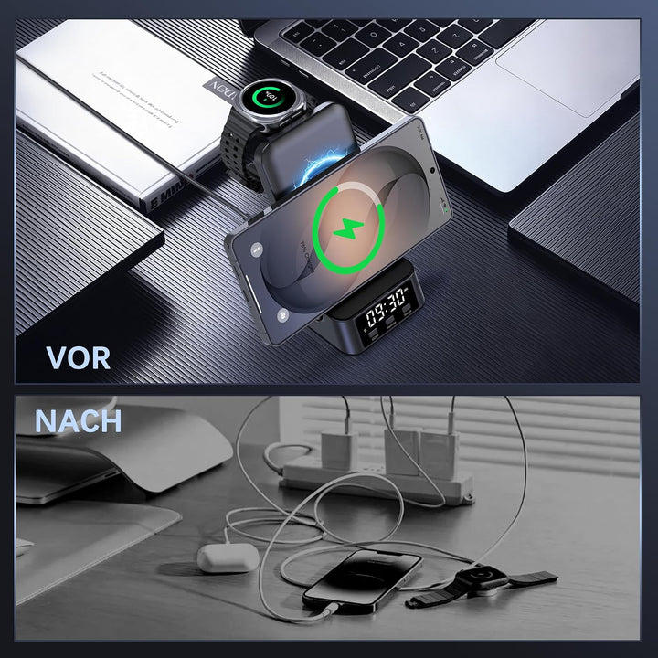 Induktive Ladestation für Samsung,4-in-1 Wireless Charger für Galaxy | S26/S25 Ultra/S24 Ultra/Z Fli