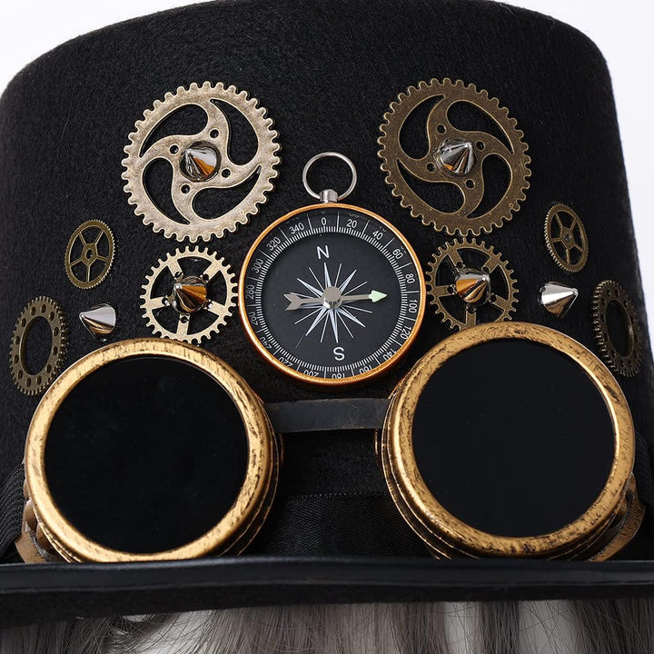 COSDREAMER Unisex Steampunk Brille Top Hüte Halloween Cosplay Hut (58 cm) Schwarz 8 M, Schwarz 8 M