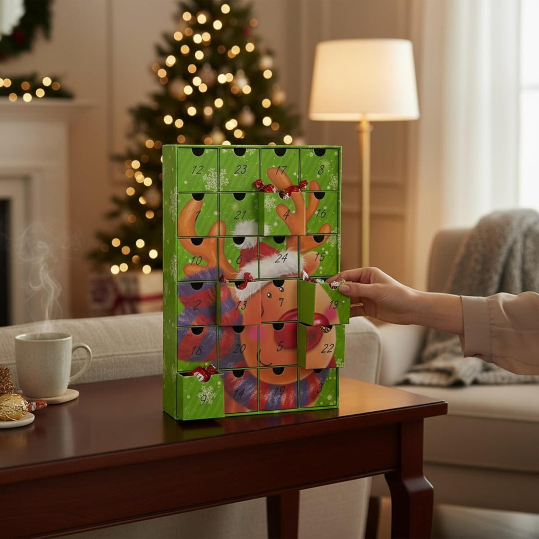 Adventskalender zum selbst Befüllen mit 24 Schubladen-Boxen, DIY-Weihnachtskalender Bastelset (Zahle