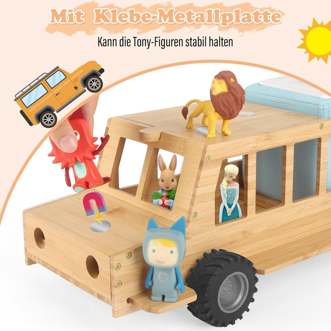Regal kompatibel für Toniebox 2/1,Tonie Figuren Regal, für Tonies und Toniebox (Wooden SUV with 35Pc