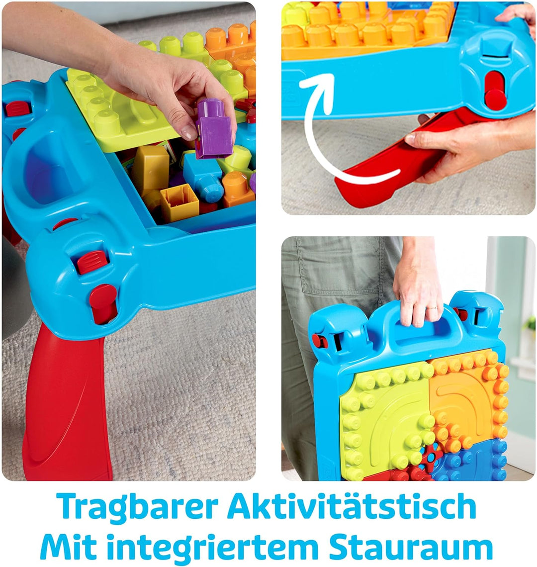 MEGA CNM42 Bloks BAU- und Spieltisch mit grossen Bauklötzen, Bauspielzeug für Kleinkinder (30 Teile)