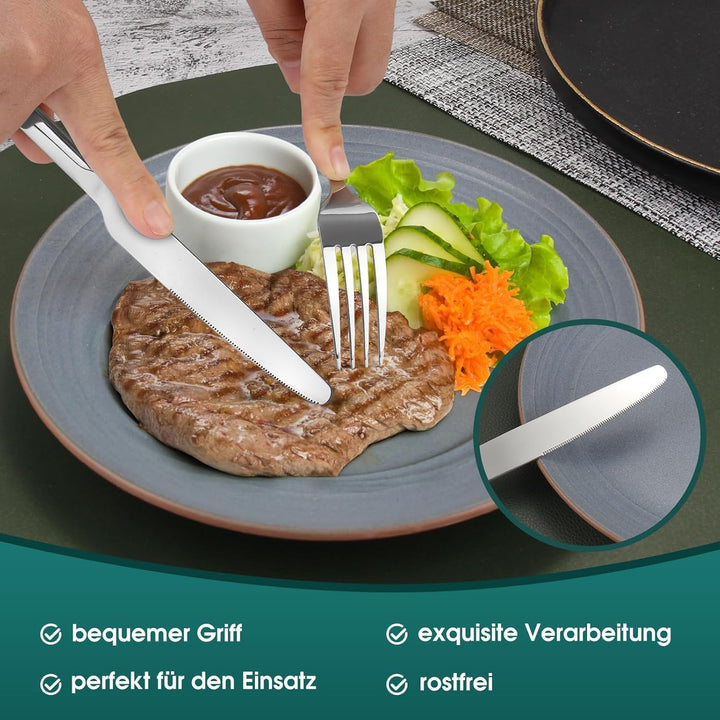 Besteckset 12 Personen,60 teilig Essbesteck Set mit Messer,Gabel,Löffel,Hochwertiges Edelstahl Spieg
