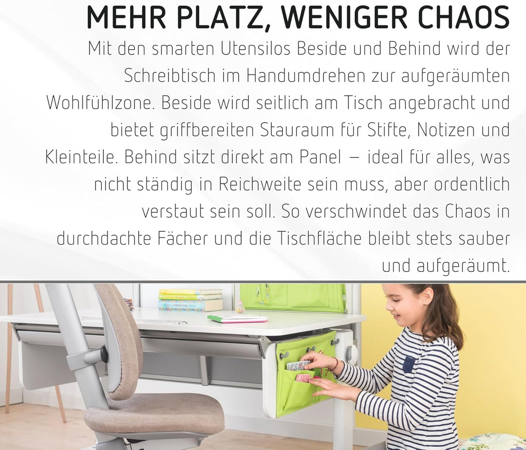 moll Utensilo Behind, Kinderschreibtisch Zubehör, Kompatibel mit dem moll Panel und moll Flex Deck,