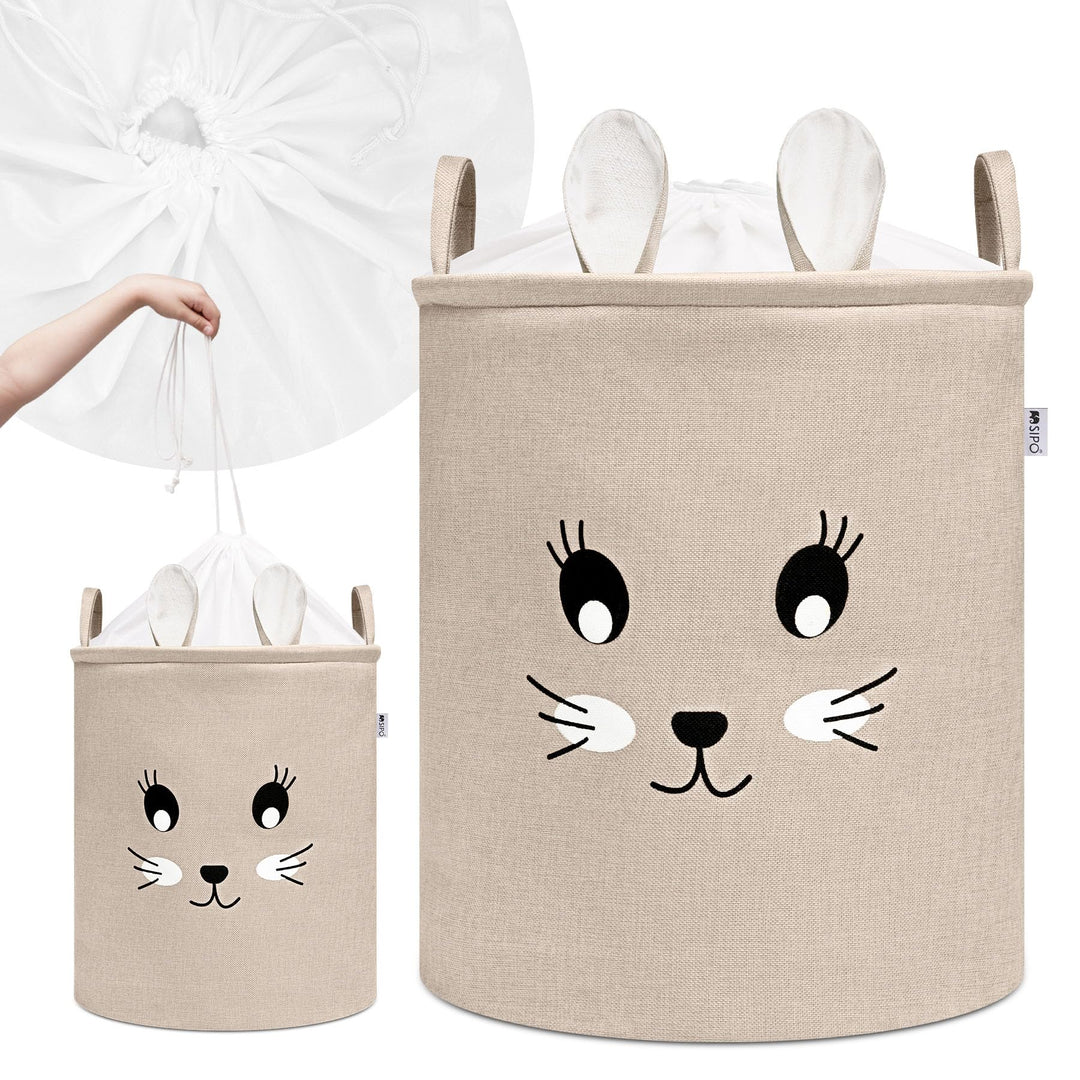 SIPO Spielzeugkorb Premium, XXL 63L, Rabbit, Faltbarer Spielzeug Organizer mit Kordelzug, Wasserdich