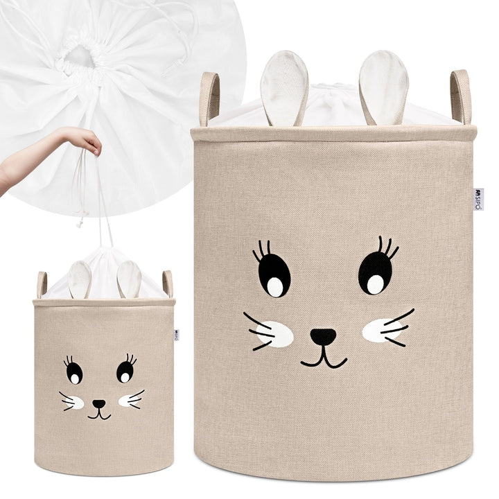 SIPO Spielzeugkorb Premium, XXL 63L, Rabbit, Faltbarer Spielzeug Organizer mit Kordelzug, Wasserdich