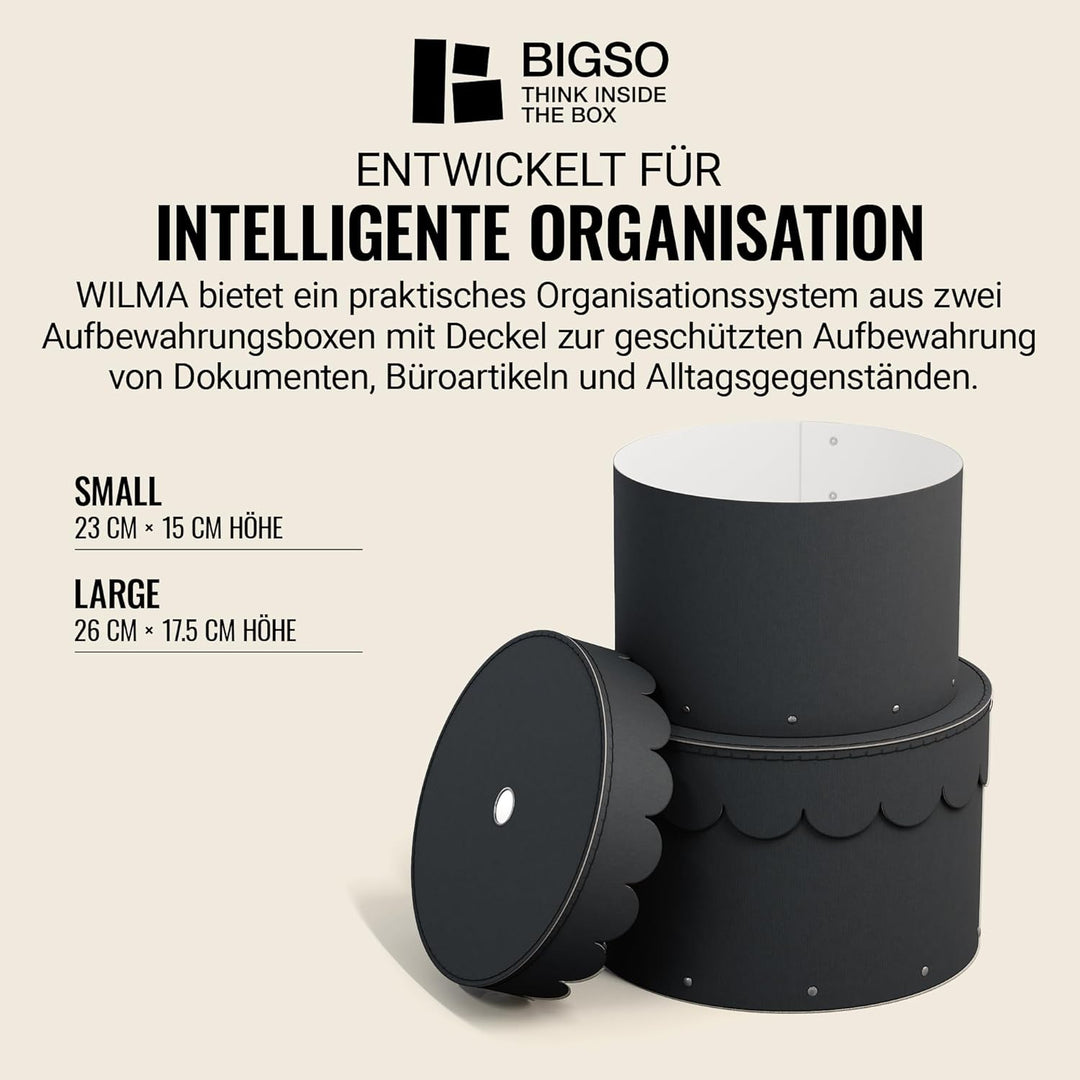 BIGSO WILMA 2er-Set runde Aufbewahrungsbox mit Deckel – Ordnungsbox mit Deckel für Kleidung, Spielze