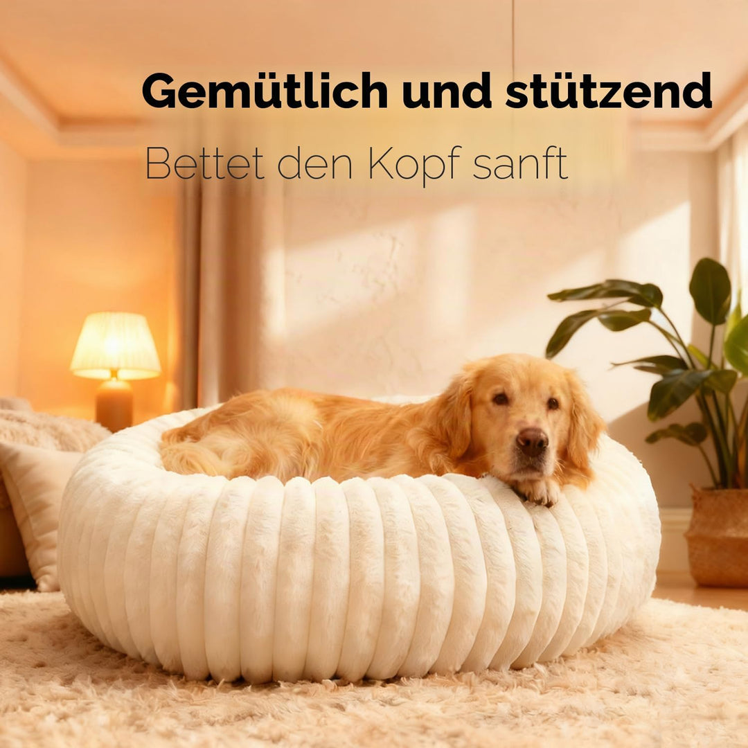 SHJOEE Flauschig Haustierbett Waschbar Hundebett Katzenbett Rund Donut Hundekorb Indoor Katzenkissen