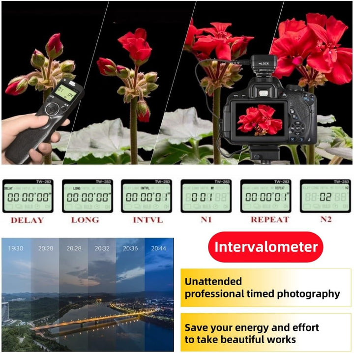 Pixel TW283-DC0 Kabellose Fernauslöser Funkausloeser Timer Intervalometer Kompatibel mit Nikon D3 D4