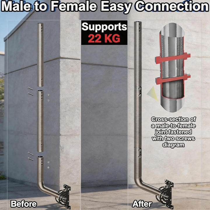 134 cm Schwerlast verstellbare Antennen-Wandhalterung –430 Edelstahl J-Pole Masthalterung für Starli