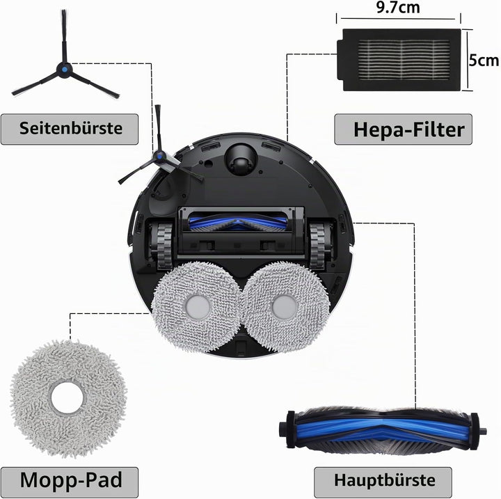 17 Stück Zubehör für Ecovacs DEEBOT T50 Pro Omni / T50 Omni /T50 Max /T50 Max Pro /T50 Pro Staubsaug