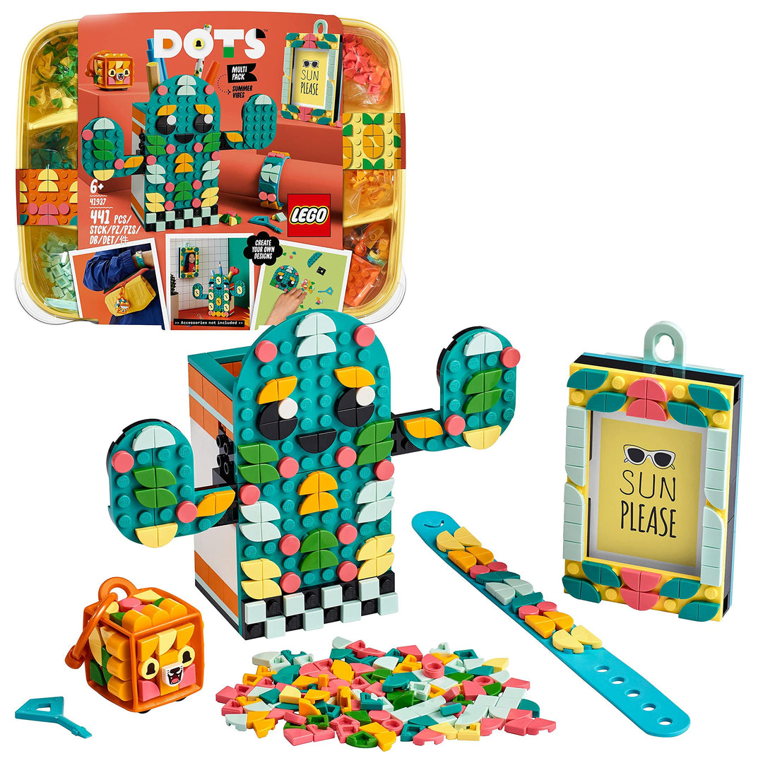 LEGO 41937 DOTS Kreativset Sommerspass Bastelset für Kinder, Set zum Basteln von Armband, Kinderzimm