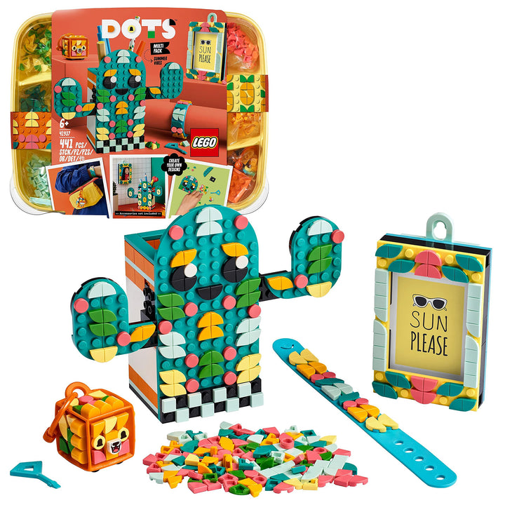 LEGO 41937 DOTS Kreativset Sommerspass Bastelset für Kinder, Set zum Basteln von Armband, Kinderzimm