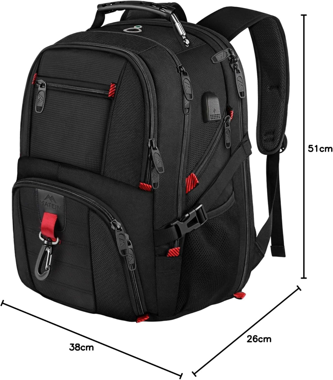 Laptop Rucksack Herren, 18 Zoll Grosser Arbeitsrucksack Reiserucksack Wasserdicht, mit USB Ladeansch