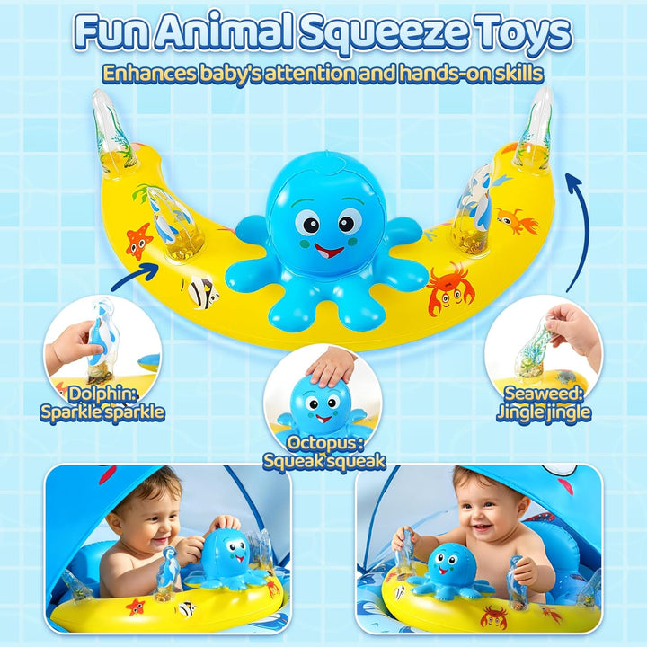 Schwimmring Baby, Baby Schwimmring ab 6-36 Monate mit Sonnendach, Schwimmreifen Baby Verstellbarer S