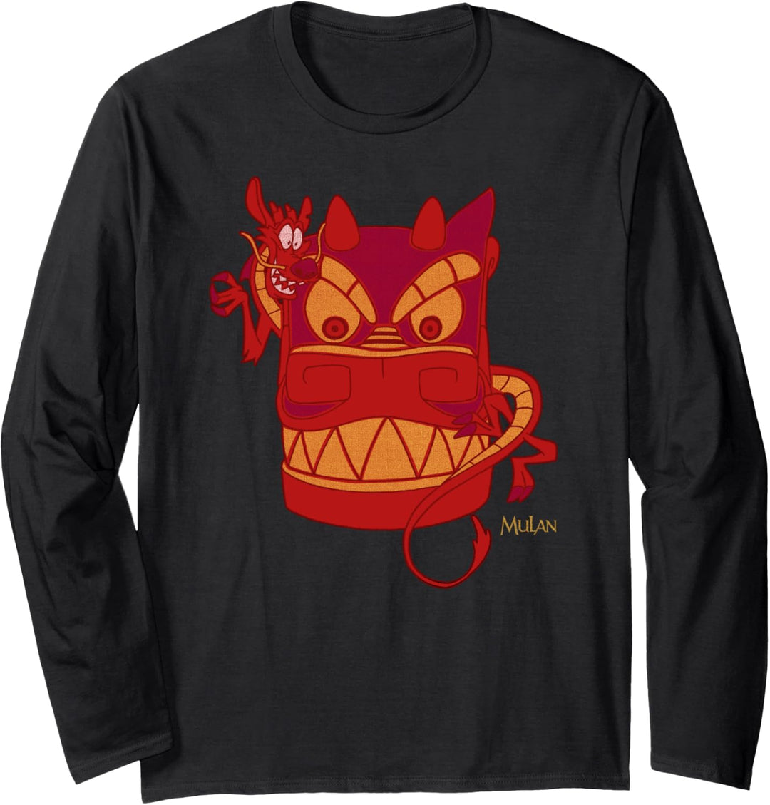 Disney Mulan Mushu Red Stone Dragon Head Portrait Langarmshirt