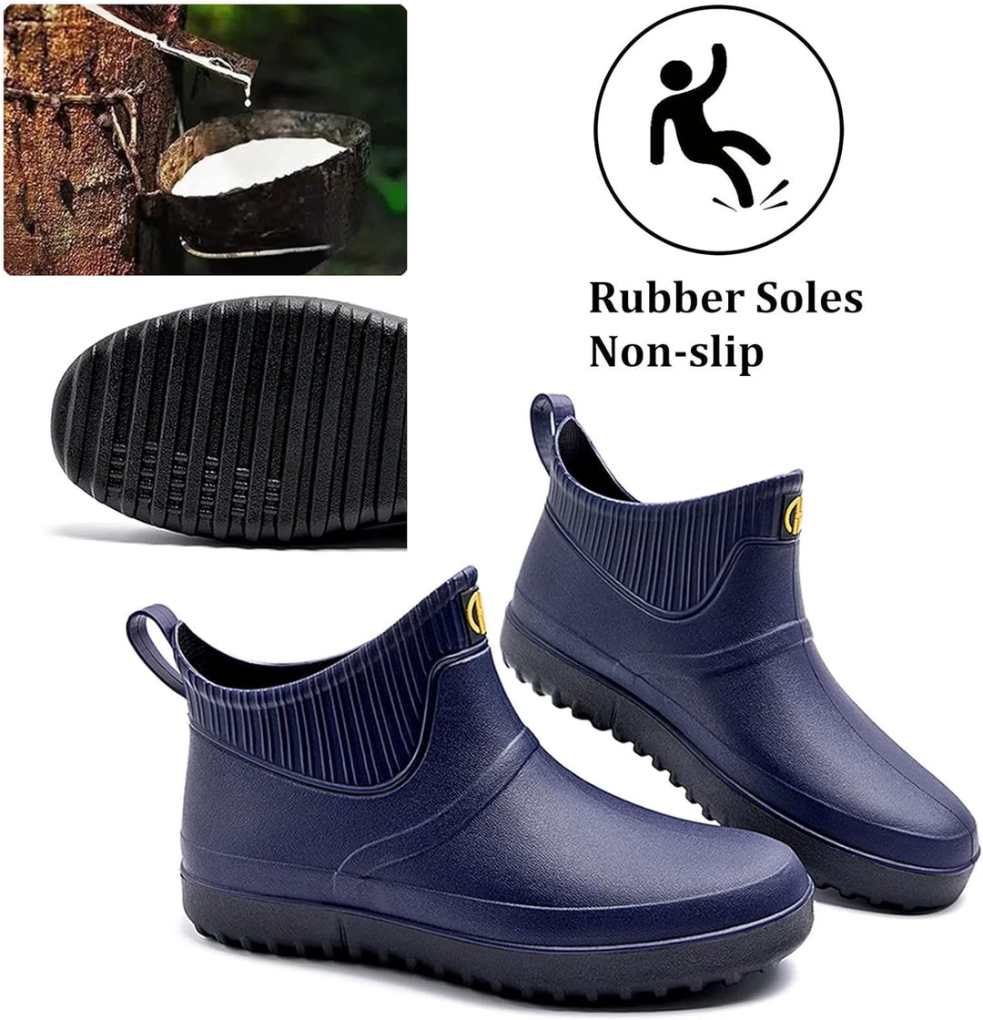 GURGER Herren Gummistiefel Kurz Wasserdicht Rutschfest Stadt Regenstiefel 41 EU Navy Blau A1, 41 EU