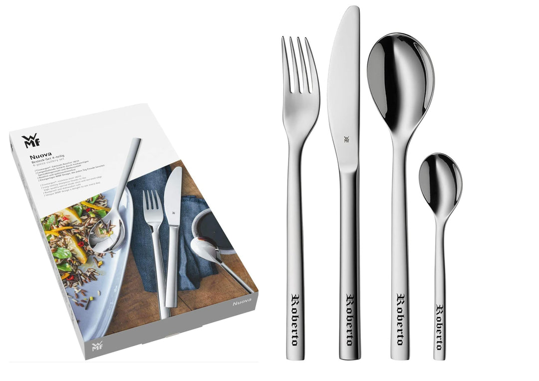 ID WMF Besteck Nuova mit Gravur nach Wunsch 4-teilig Edelstahl mit Box NEU