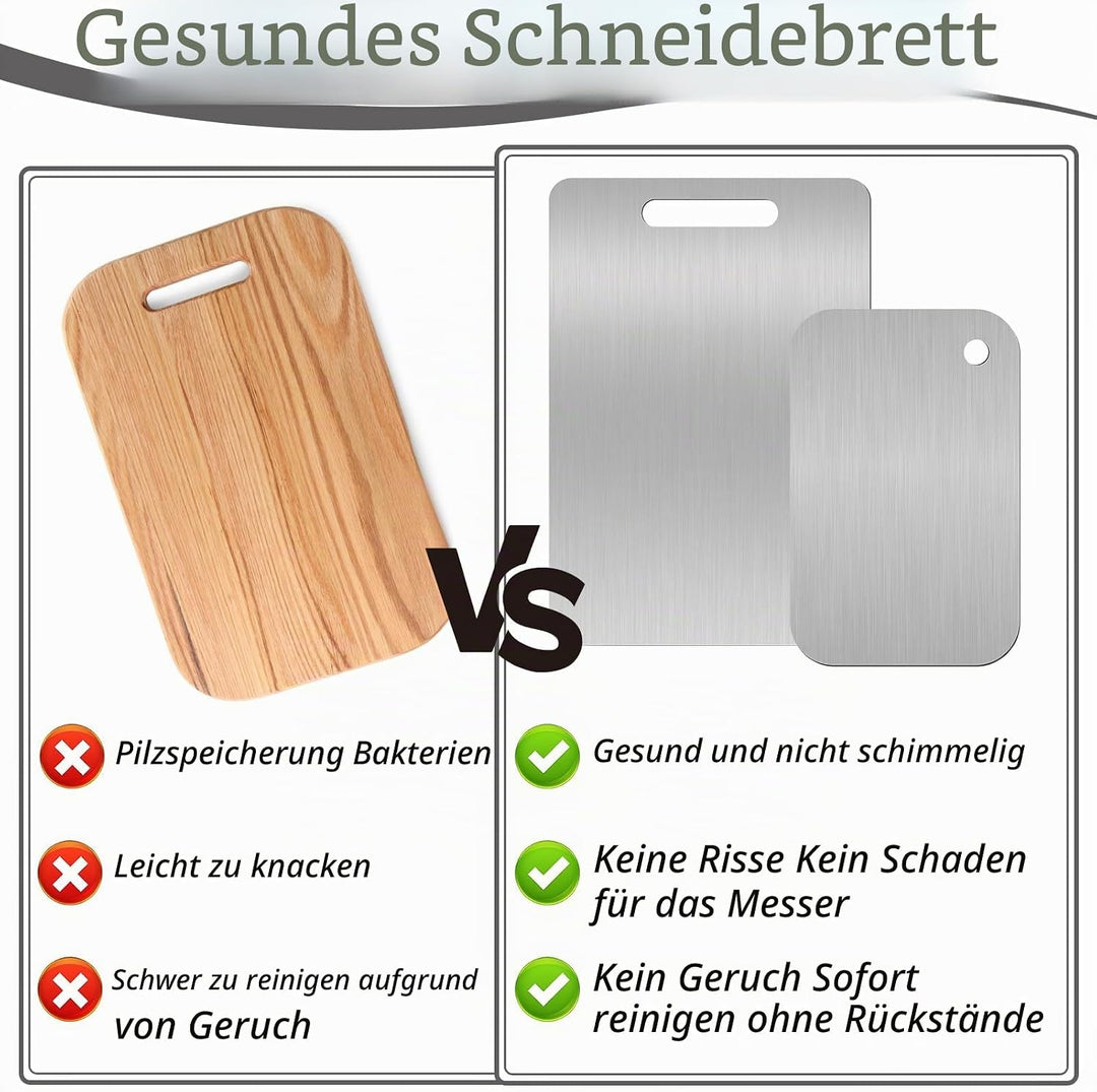 Titan Schneidebrett Set 2 Stück, S316 Edelstahl Schneidebrett | Titan Chopping Board, Doppelseitiges