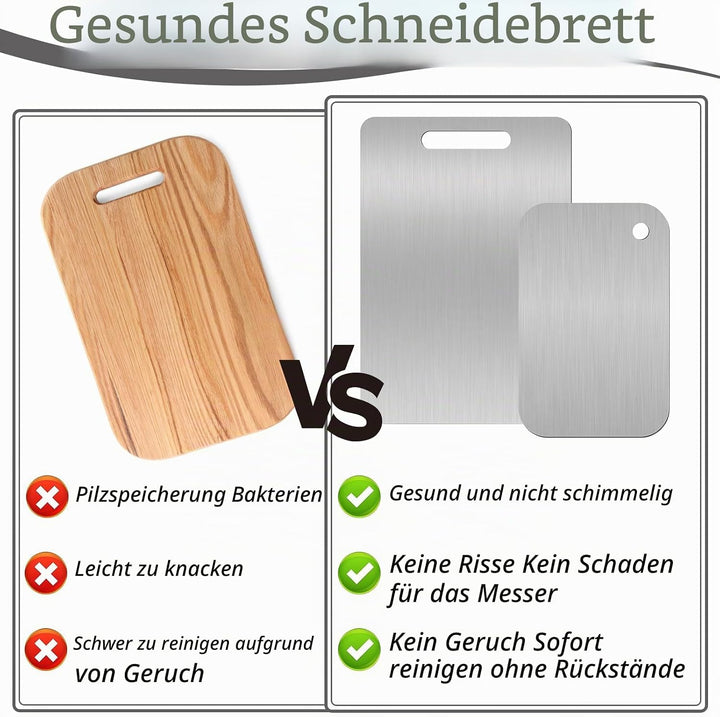 Titan Schneidebrett Set 2 Stück, S316 Edelstahl Schneidebrett | Titan Chopping Board, Doppelseitiges