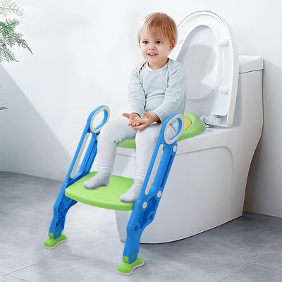 HENGMEI Toilettensitz Kinder Toilettentrainer mit Treppe, Klappbarer Töpfchentrainer Toiletten Train