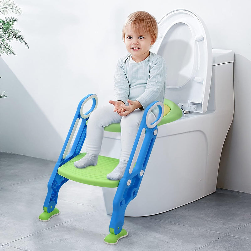 HENGMEI Toilettensitz Kinder Toilettentrainer mit Treppe, Klappbarer Töpfchentrainer Toiletten Train