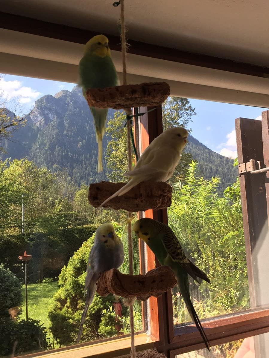 Vogelgaleria® Kork Knabberseil - das perfekte Wellensittich Spielzeug und Vogelzubehör zum Klettern