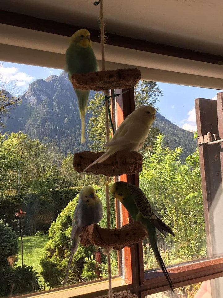 Vogelgaleria® Kork Knabberseil - das perfekte Wellensittich Spielzeug und Vogelzubehör zum Klettern