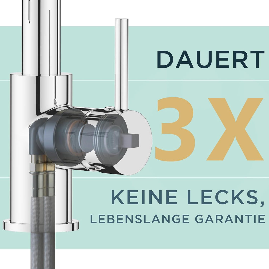 FORIOUS Wasserhahn Küche, Mischbatterie Küche Ausziehbar Brause, Einhebelmischer Küchenarmatur Spüla