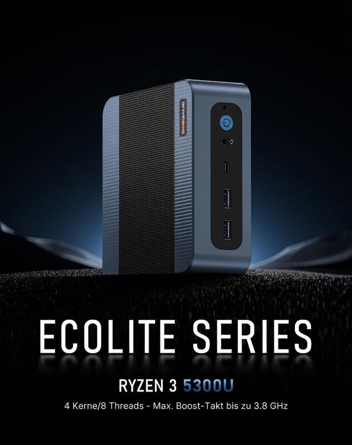 BOSGAME E5 Ryzen 3 5300U Mini Pc, Windows 11 Pro, 4 Cores, 8 Threads, Up to 3.8GHz, 16 GB DDR4 RAM,