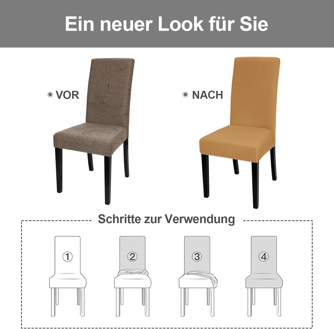 Yugarlibi Stuhlhussen 6er Set Stretch Stuhlhussen Schwingstuhl Elastische Hussen Stuhlbezug Abnehmba