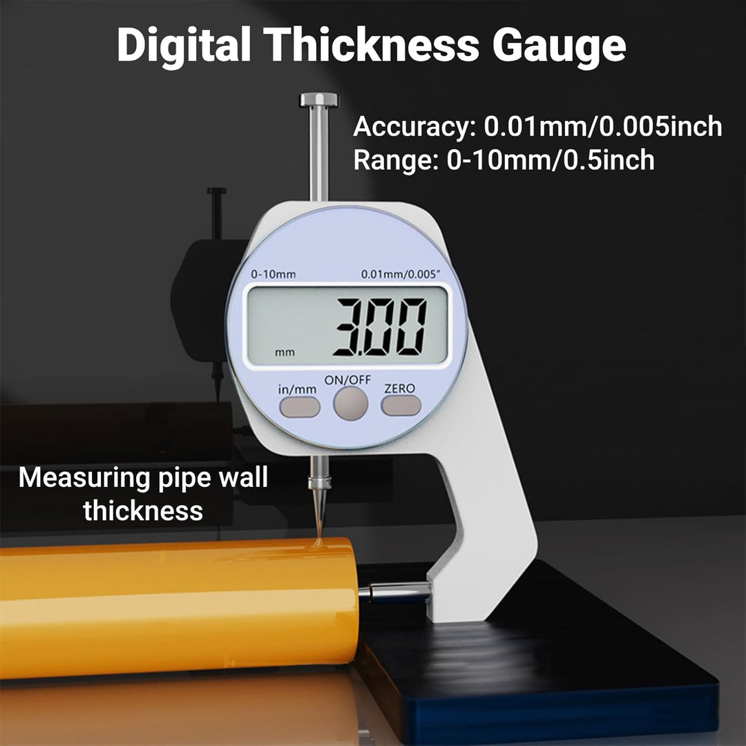 LiebeWH Dickenmesser 0-10 Mm Bereich LCD-Bildschirm Digitalanzeige Gekrümmte Spitze Mini-Dickenmesse