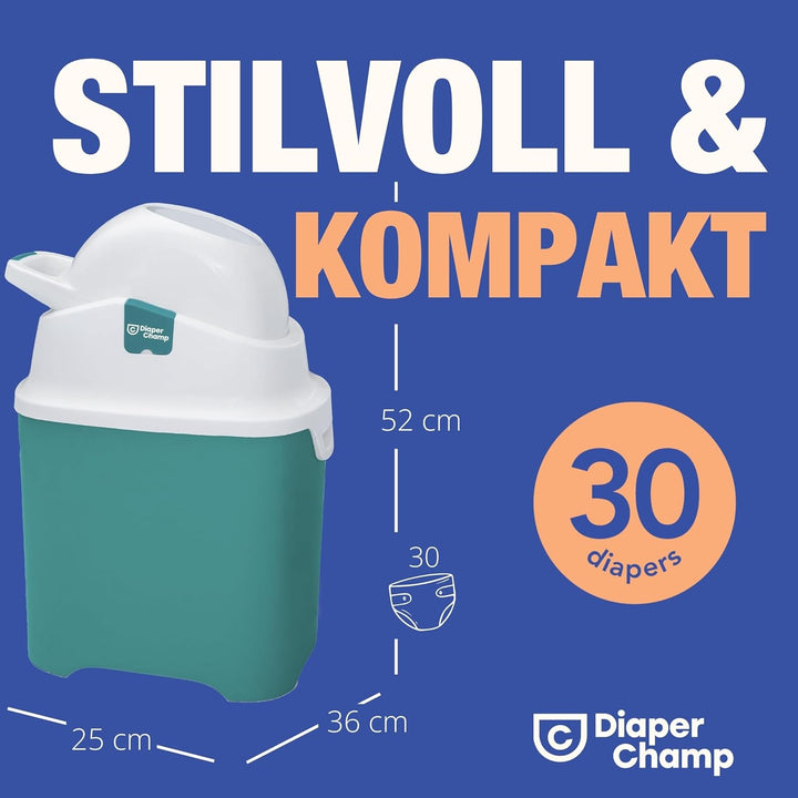 Geruchsdichter Windeleimer Diaper Champ ONE Windelbehälter funktioniert mit normalen Tüten Müllbeute