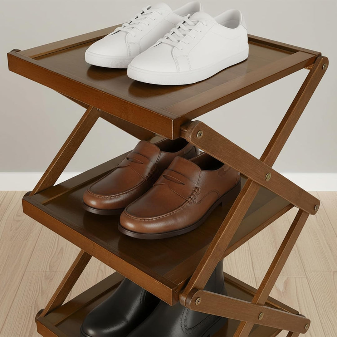 Simcat Bamboo Standing Foldable Shoe Rack, Eco-Friendly – Multiple Layers Available, Widened & Talle