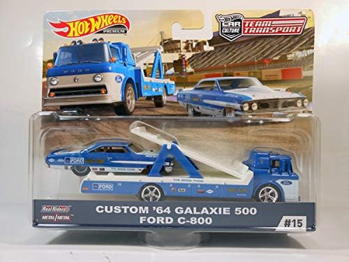 Hot Wheels FLF56-15 kompatibel mit Custom '64 Galaxie 500 Ford C-800 blau/Weiss - Team Transport Mas