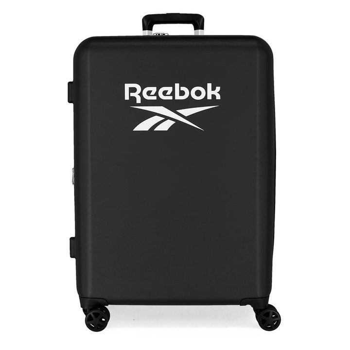 Reebok Roxbury Koffer, mittelgross, Schwarz, 48 x 70 x 26 cm, fester ABS-Kunststoff, integrierter TS