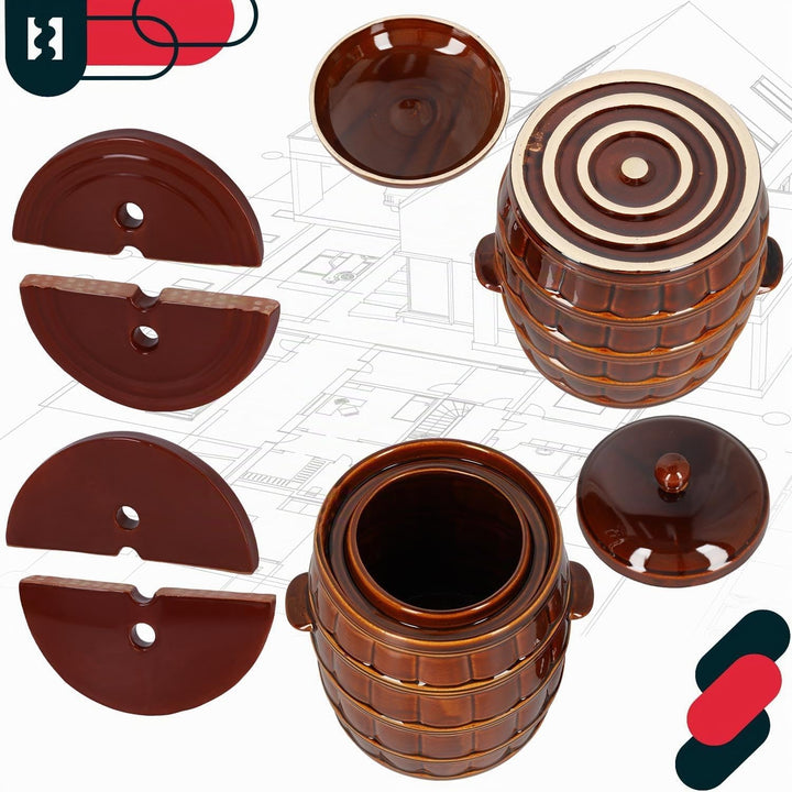 KOTARBAU® Gärtopf 16 L Steinguttopf mit Deckel und Beschwerungsstein Hermetisch Sauerkrauttopf Gurke