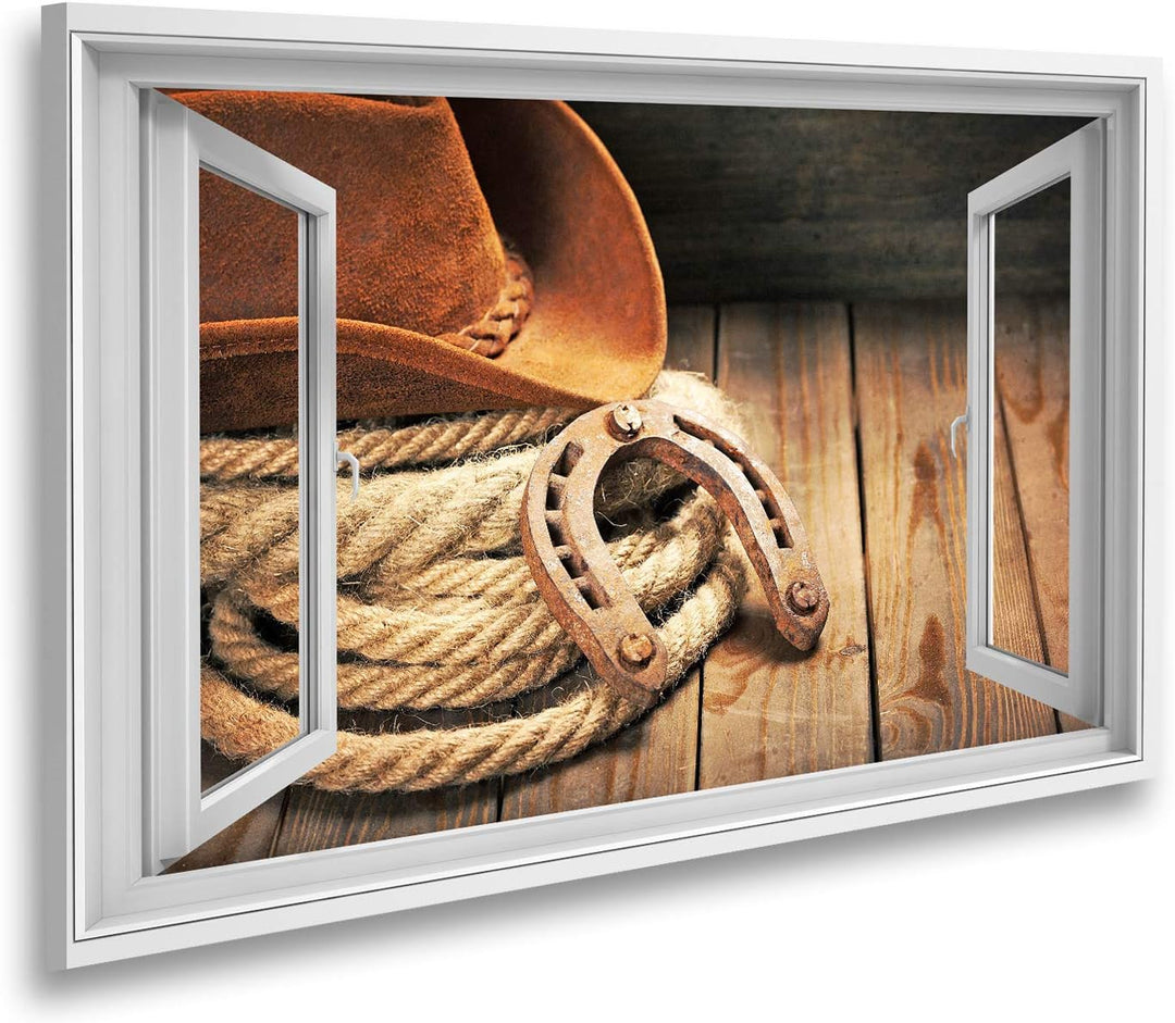 islandburner Bild auf Leinwand Fensterblick Cowboy Sagenhafter Effekt Wandbild Leinwandbild XDHA