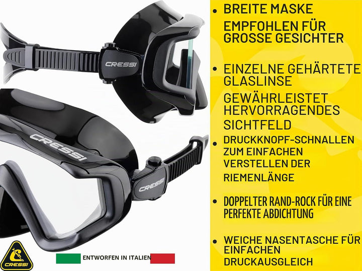 Cressi Liberty - Tauchen, Apnoe und Schnorchelmaske - Erhältlich in der Version mit Zwei/Drei Gläser