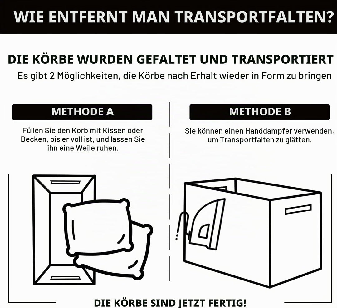 Aufbewahrungskorb Gross Schwarz, Wäschekorb Geflochten, 66L Faltbarer Wäschekorb mit Henkel, Grosse
