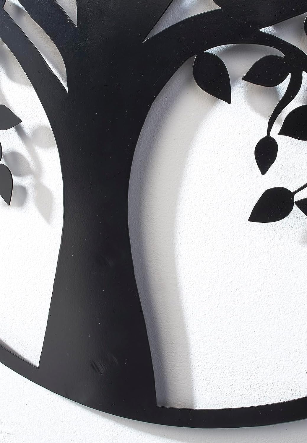 Kobolo Wandbild Wanddeko Metallbild - LIVING - Metall rund schwarz - Lebensbaum Baum - 60cm