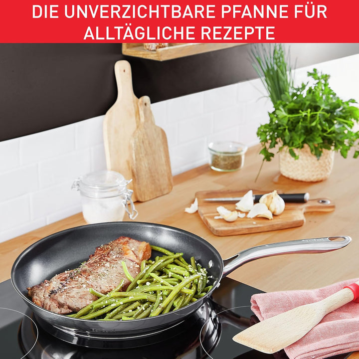 Tefal Infinite Pfanne Induktion 28 cm, Bratpfanne mit Antihaftversiegelung, Thermo-Signal bei ideale