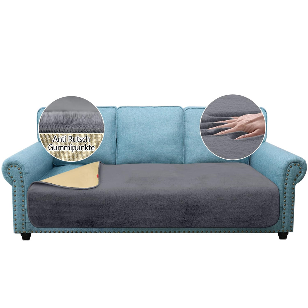 Granbest Luxus Dicken Sofa Sitzkissen Bezüge ähnlich Kaninchenfell Stilvolle Plüsch 750GSM Sitzbezüg